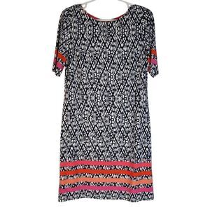Eliza J Short Sleeve Abstract Navy and White Print Dress Color Block Pink Size 8
